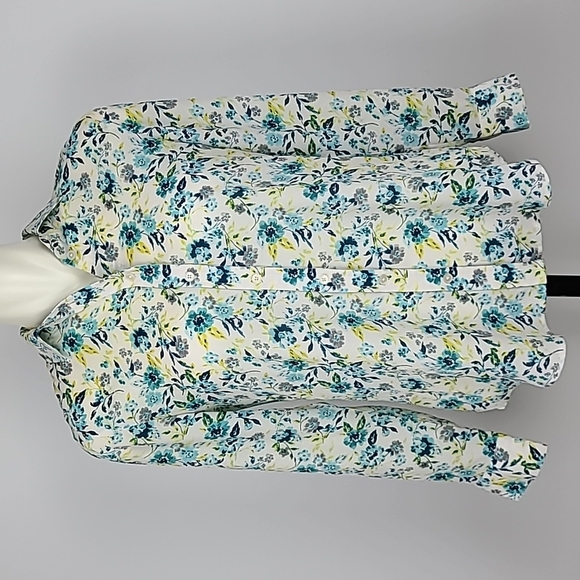Banana Republic Tops - Banana Republic Floral Print Button Up Blouse  Semi Sheer Blue Yellow Sz Small